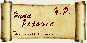 Hana Pijović vizit kartica
